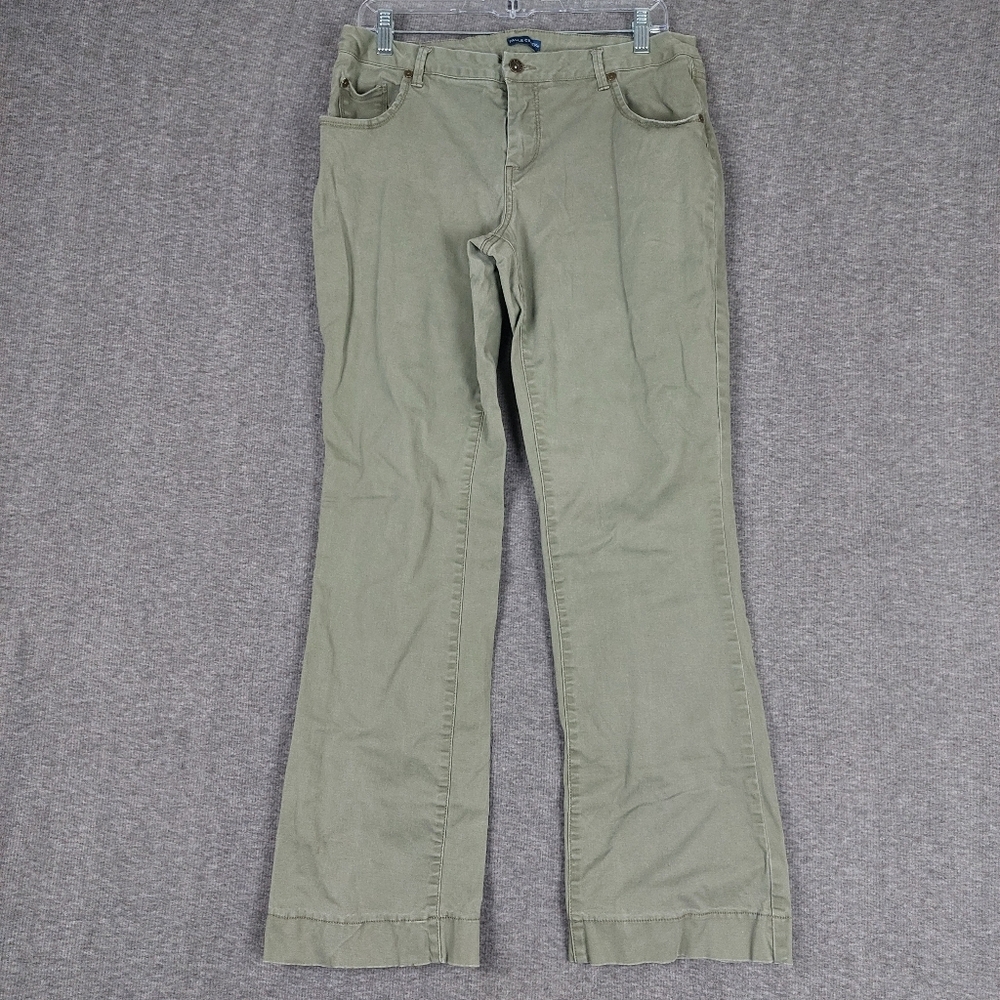 FALLS CREEK WOMENS OLIVE ARMY GREEN Y2K BOOTCUT MID RISE CHINO PANTS SIZE 12